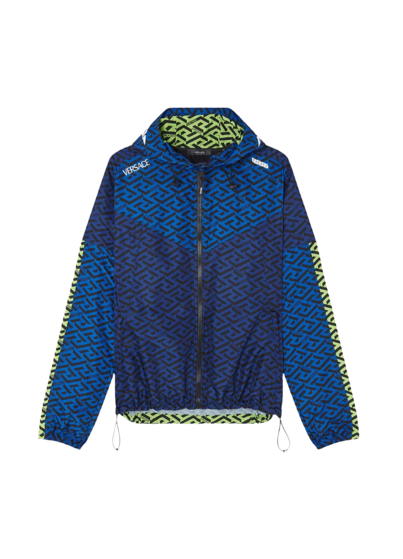 VERSACE LA GRECA WINDBREAKER BLUE SAPPHIRE NEON GREEN Enzo