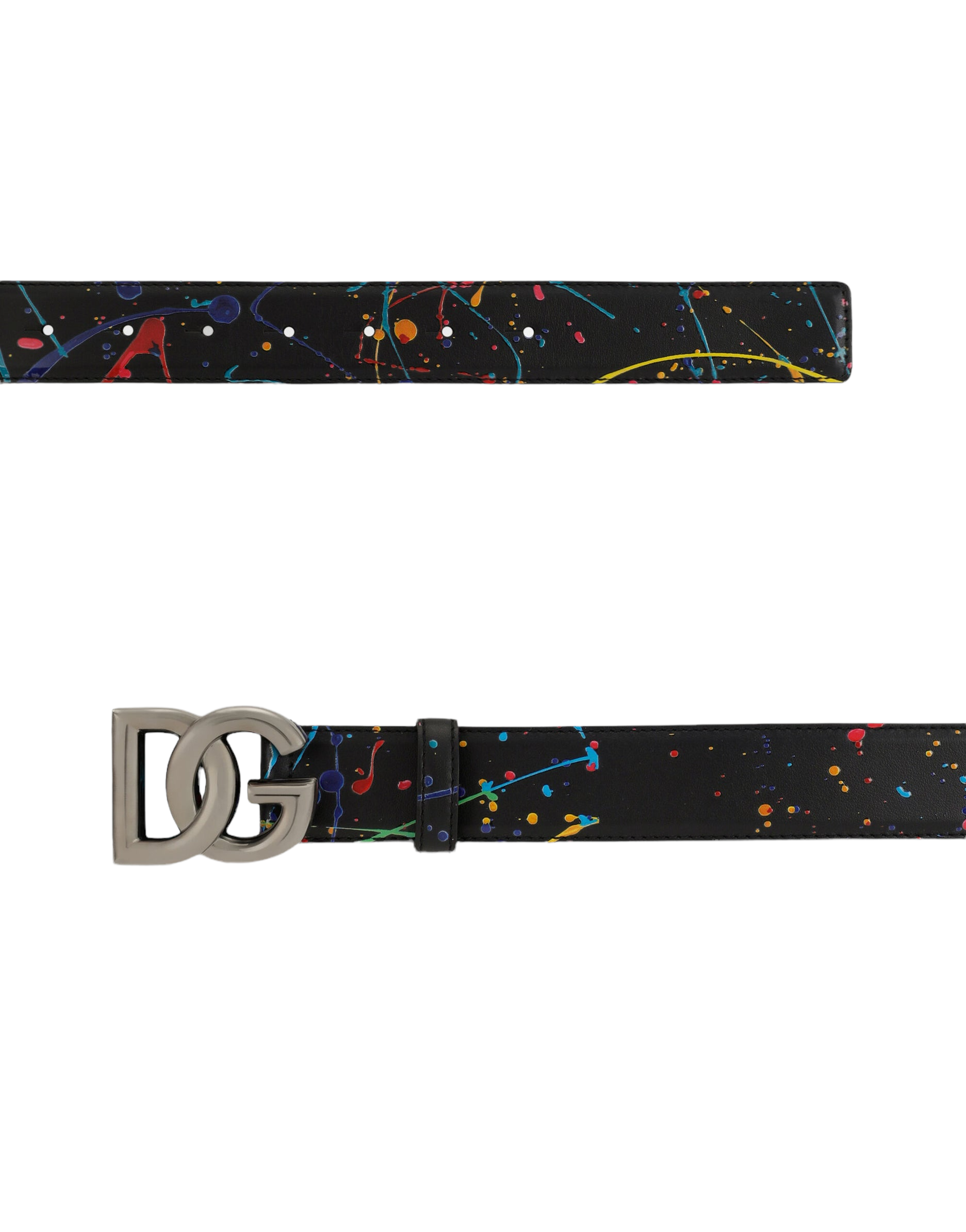 DOLCE&GABBANA BELT WITH DG LOGO BLACK-MULTICOLR