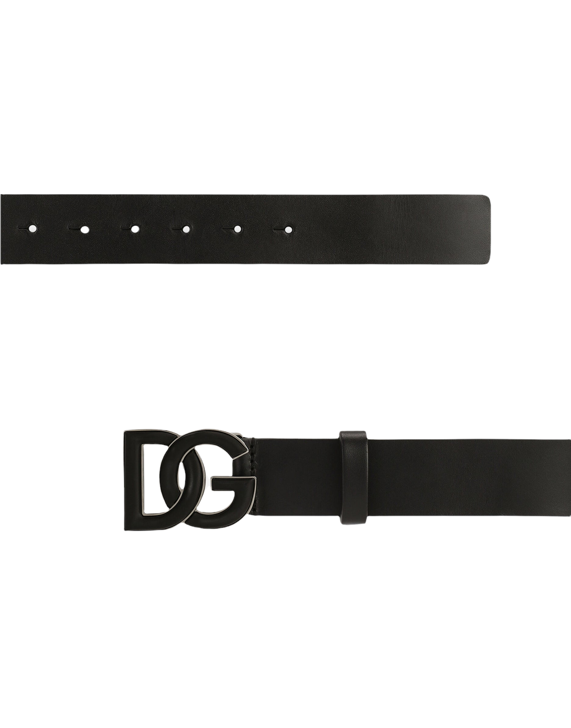 DOLCE&GABBANA Lux leather belt with DG logo NERO