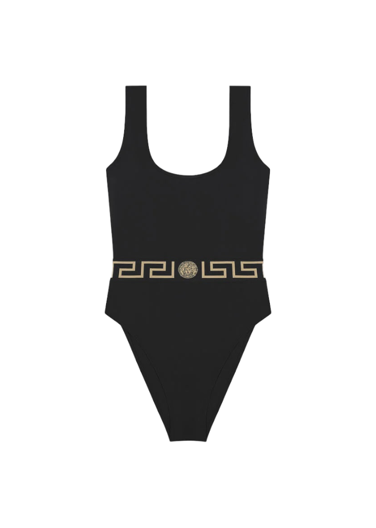 VERSACE GRECA ONE-PIECE SWIMSUIT NERO