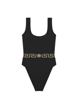 VERSACE GRECA ONE-PIECE SWIMSUIT NERO