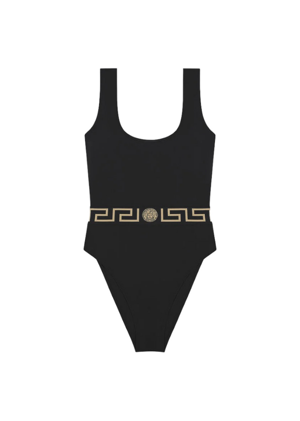 VERSACE GRECA ONE-PIECE SWIMSUIT NERO