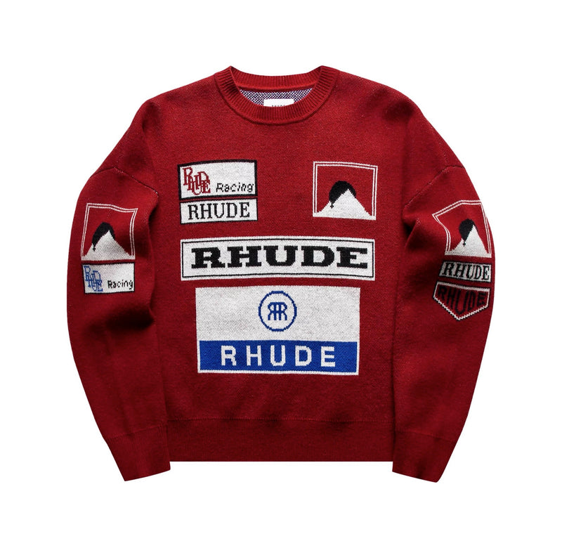 RHUDE AYRTON CREWNECK CREME/BLK/BLUE