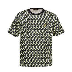 MCM MENS CUBIC MONOGRAM PRINT T-SHIRT IN ORGANIC COTTON BLACK-YELLOW