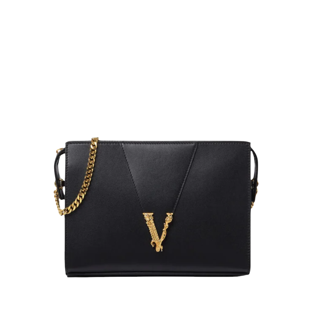 VERSACE VIRTUS SHOULDER BAG BLACK-GOLD