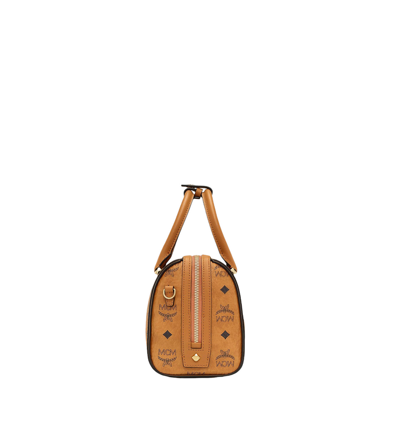 MCM Mini Boston Bag With Shoulder Strap in Brown