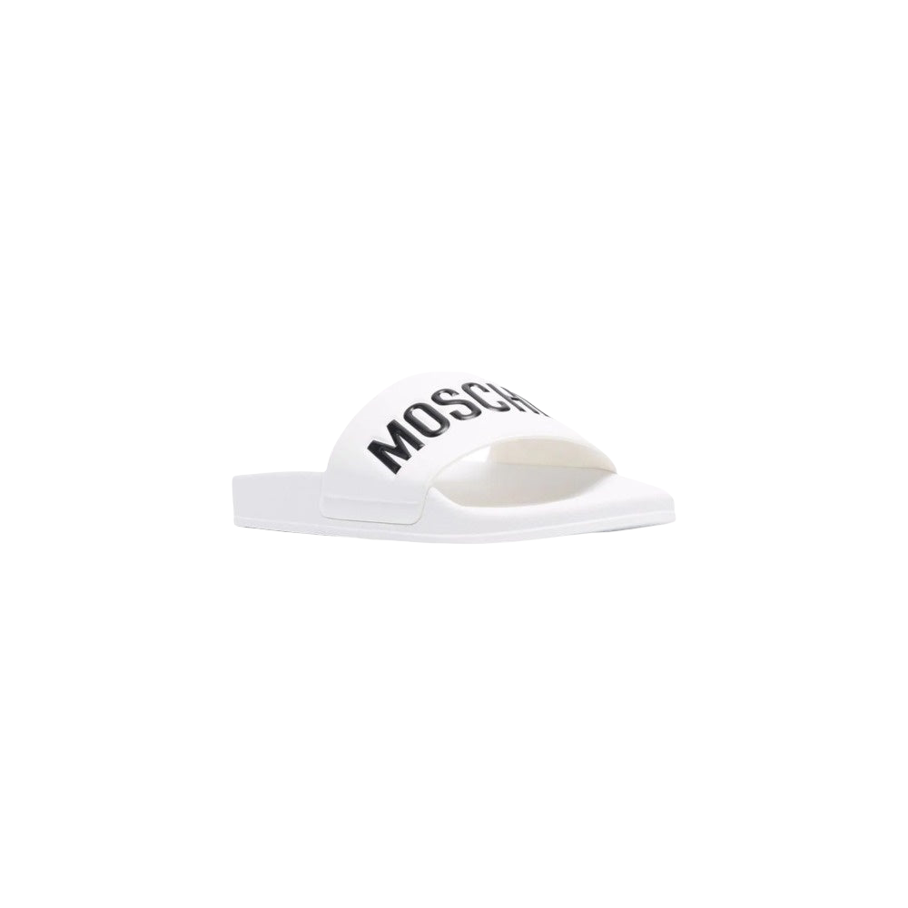 MOSCHINO COUTURE PVC WHITE SANDAL WITH LOGO