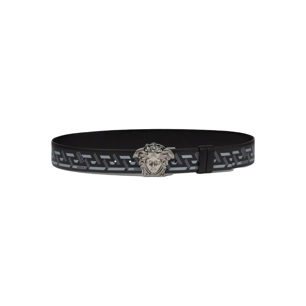 VERSACE LA MEDUSA LA GRECA PRINT BELT BLACK-GREY