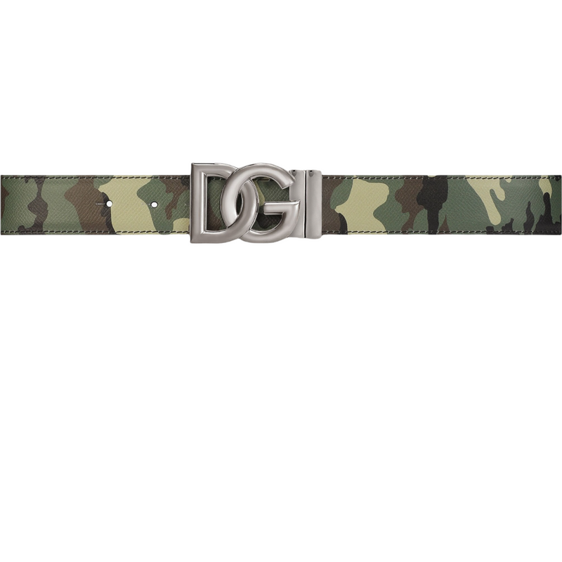 DOLCE&GABBANA Reversible camouflage-print calfskin belt MULTICOLOR