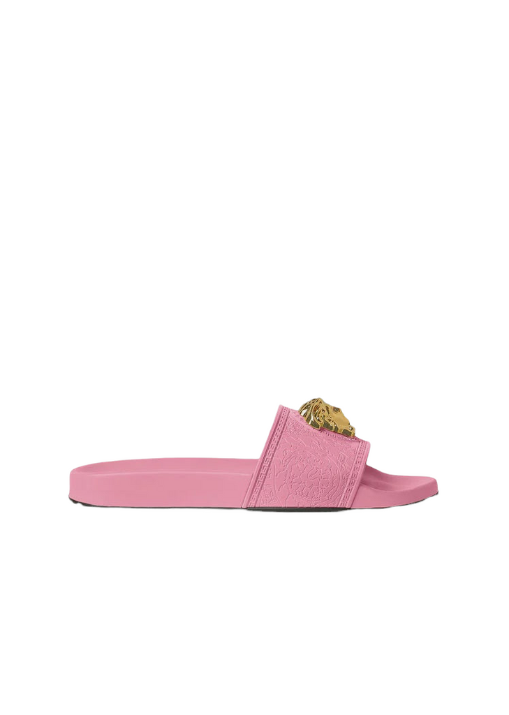 VERSACE PALAZZO POOL SLIDES FLAMINGO PINK ORO Enzo Clothing Store