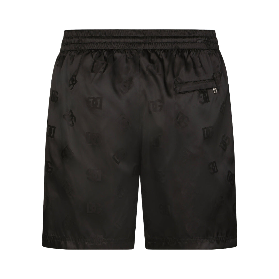 DOLCE & GABBANA MID-LENGTH JACQUARD TRUNKS MONOGRAM BLACK