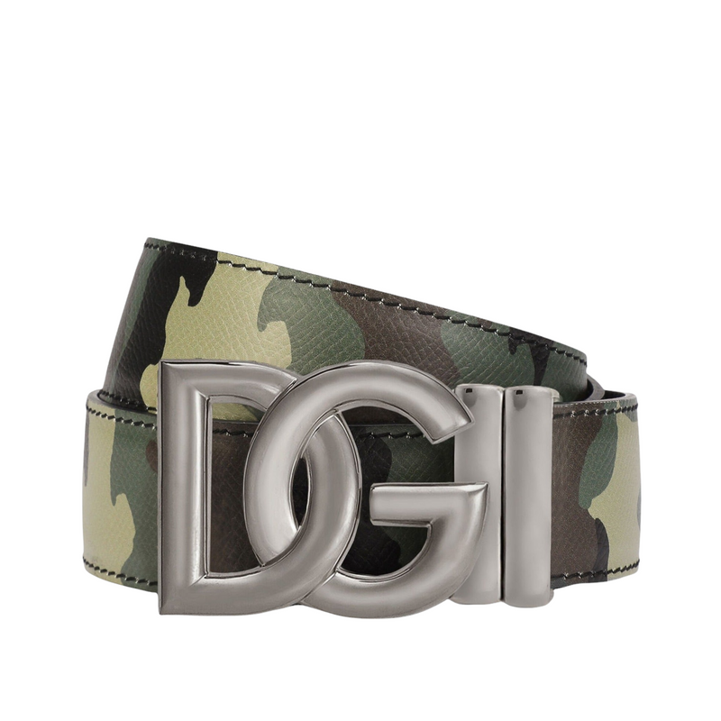 DOLCE&GABBANA Reversible camouflage-print calfskin belt MULTICOLOR