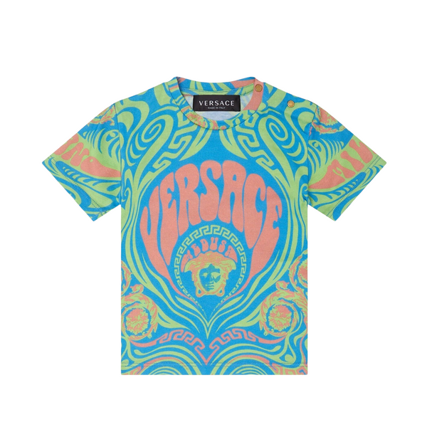 VERSACE MEDUSA MUSIC KIDS T-SHIRT NEON GREEN+SKY