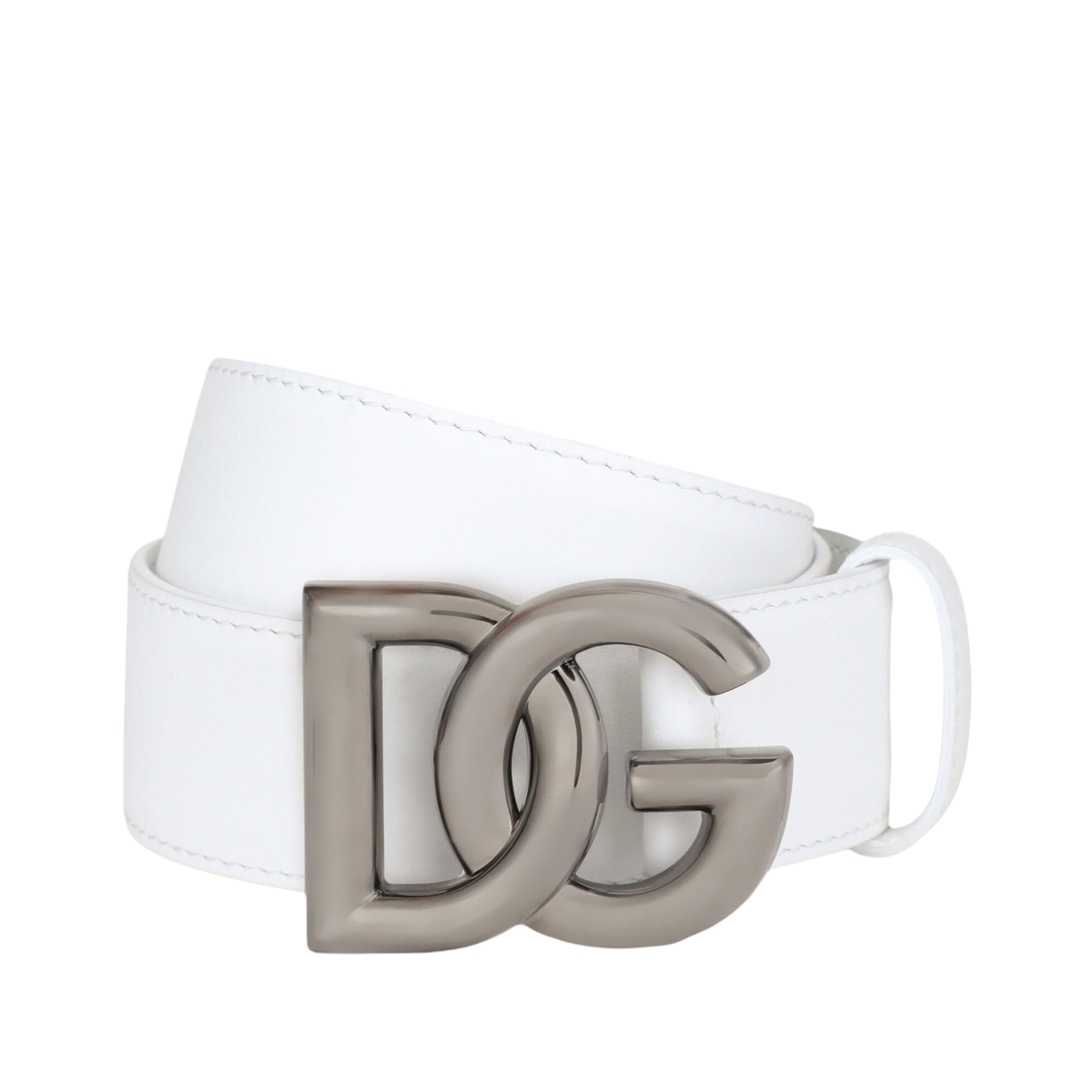 DOLCE&GABBANA BELT WITH DG LOGO WHITE