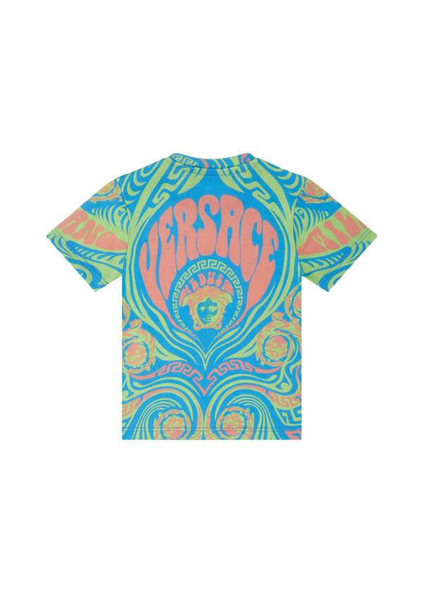 VERSACE MEDUSA MUSIC KIDS T-SHIRT NEON GREEN+SKY