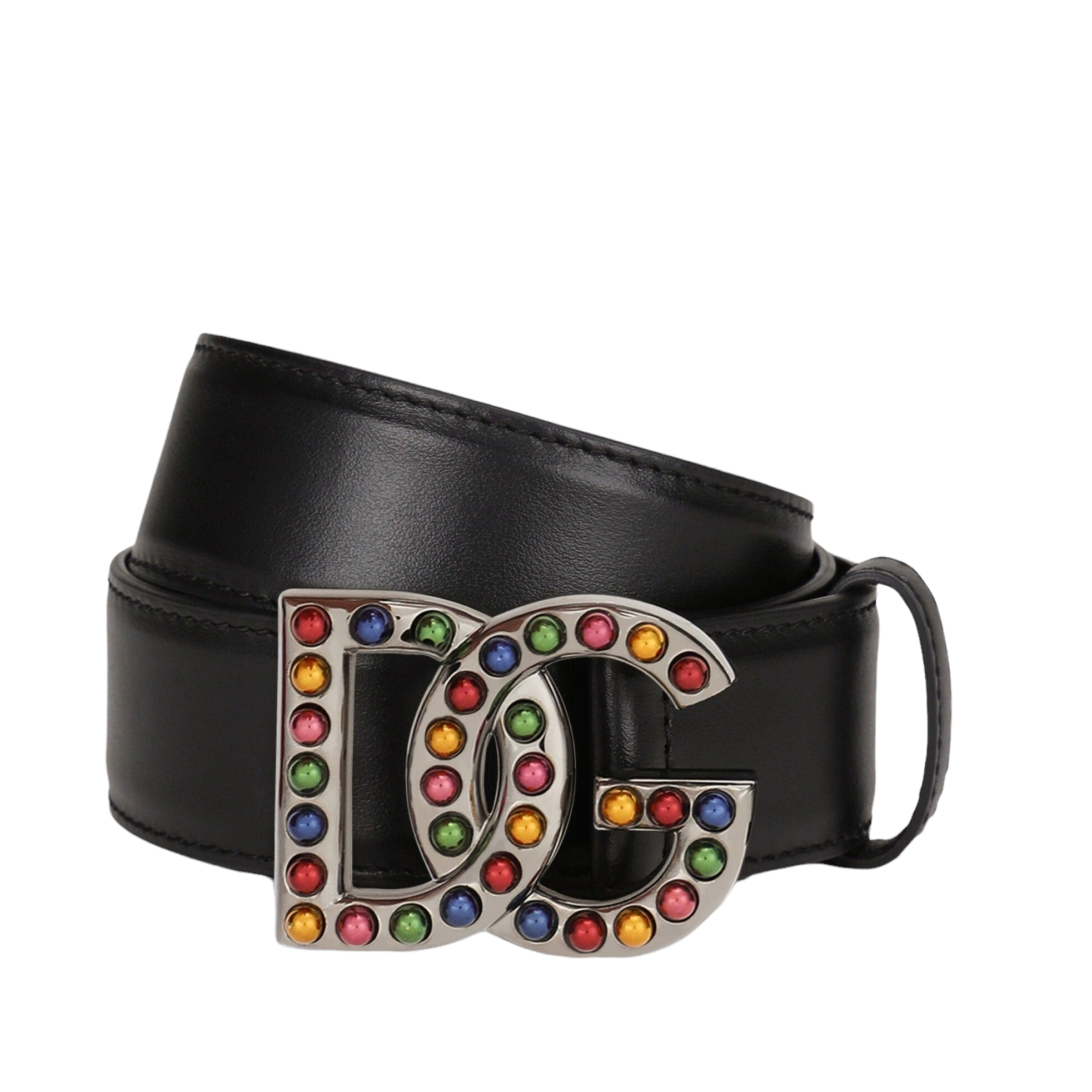 DOLCE&GABBANA BEJEWELED BUCKLE BELT  NERO