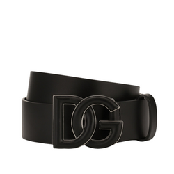 DOLCE&GABBANA Lux leather belt with DG logo NERO