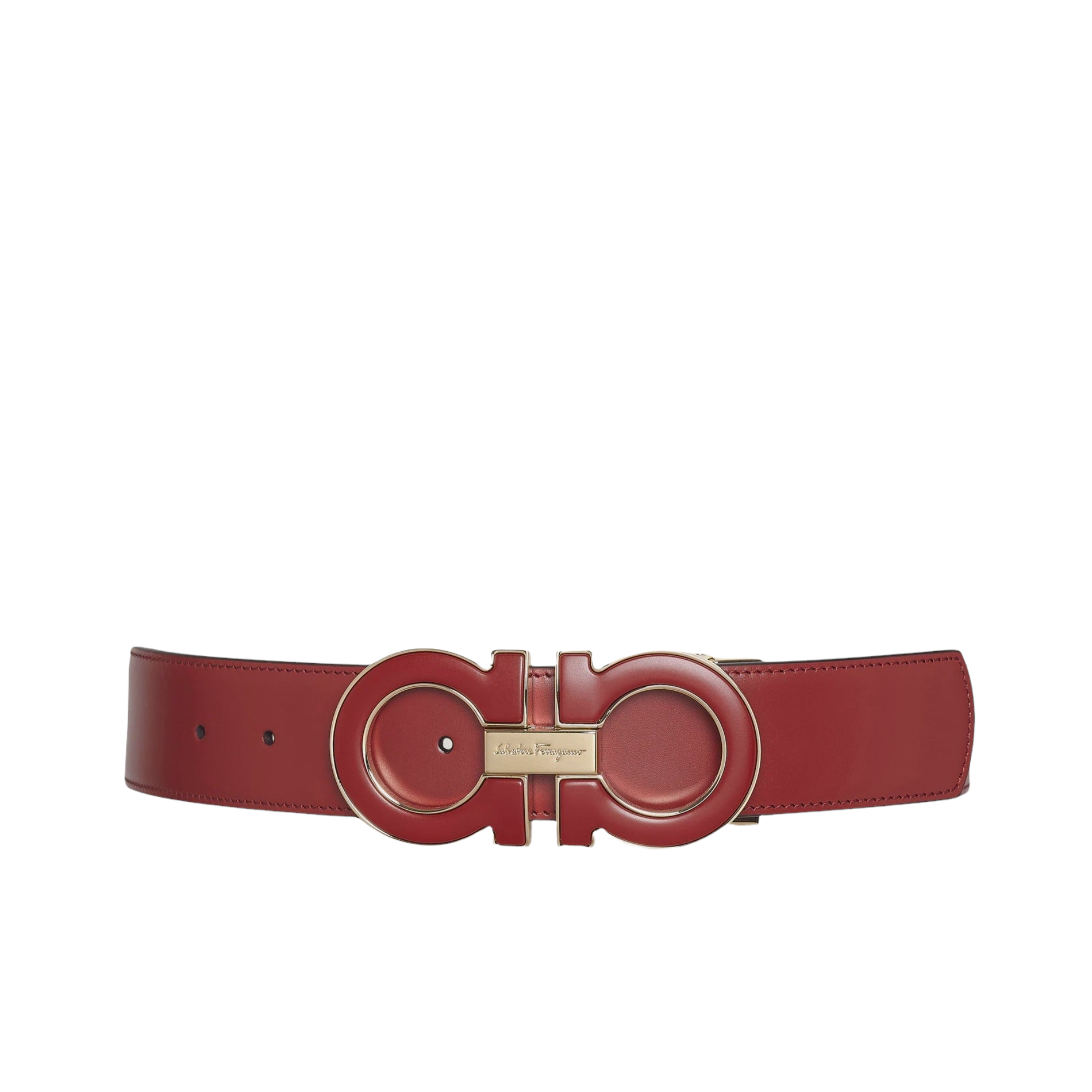 SALVATORE FERRGAMO REVERSIBLE AND ADJUSTABLE GANCINI BELT ROSSO/BLACK