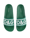 DOLCE&GABBANA Rubber beachwear sliders with DG logo VERDE/BLANCO