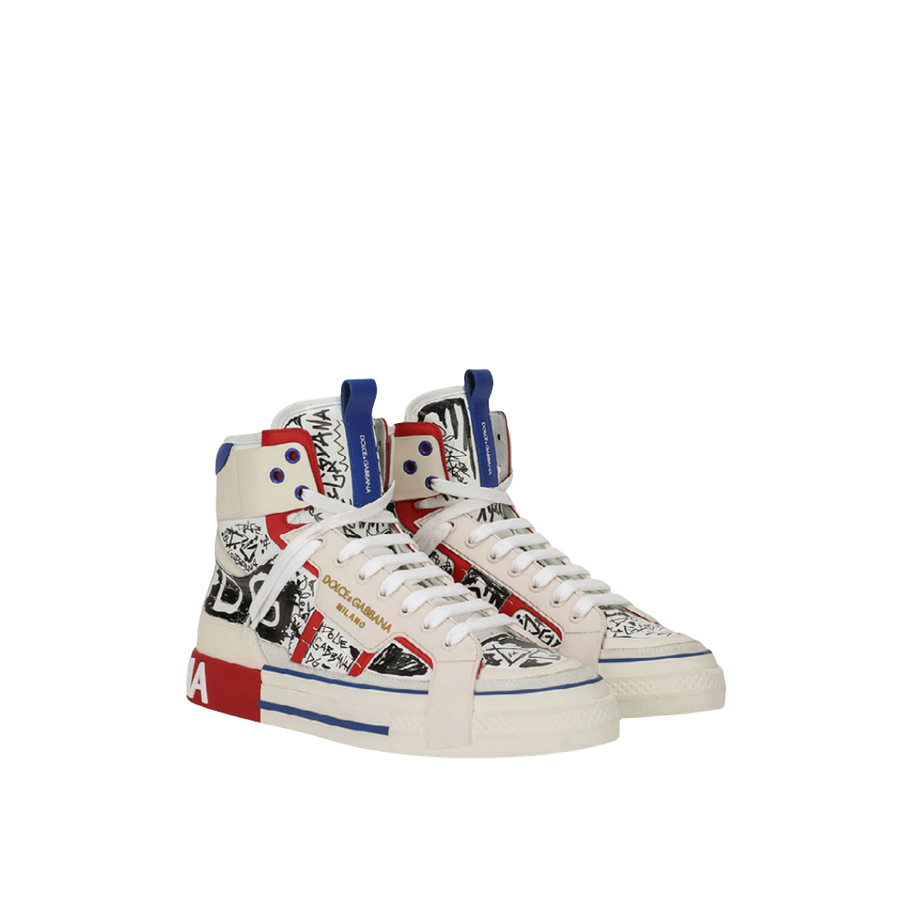 DOLCE & GABBANA 2.0 HIGH-TOP SNEAKERS WITH GRAFFITI PRINT