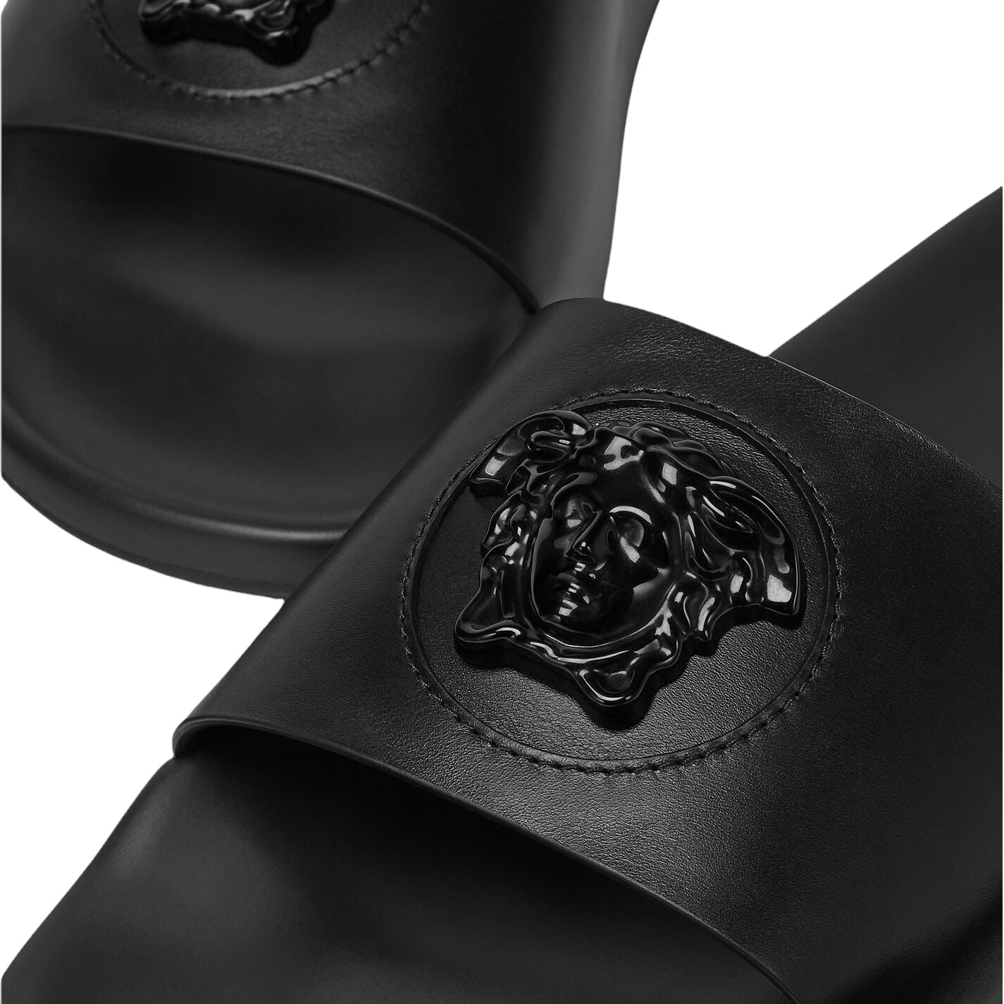 VERSACE LE MEDUSA LEATHER SLIDES