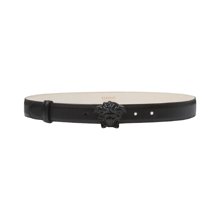 WOMENS VERSACE LA MEDUSA LEATHER BELT BLACK/BLACK