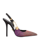 VERSACE SAFETY PIN CRYSTAL PUMPS SCARLET-NERO