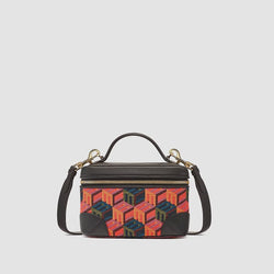 Vintage MCM Brown Monogram Square Shoulder Bag With Leather 