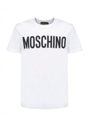 MOSCHINO COTTON T-SHIRT WITH LOGO PRINT WHITE